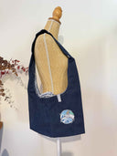 Haku matière denim | Sac cousu main brodé