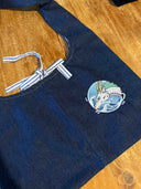 Haku matière denim | Sac cousu main brodé