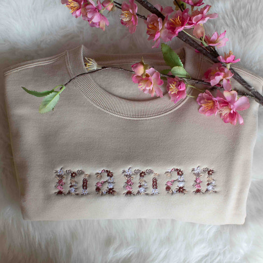 Broderie Fleuris Maman | Fête des mères | Sweatshirt brodé