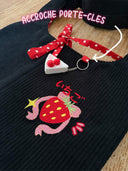 Fraise kawaii | Sac cousu main brodé