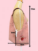 Sac cousu main brodé | Fraise kawaii