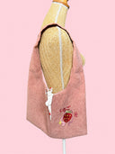 Sac cousu main brodé | Fraise kawaii