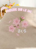 Sakura | Sac cousu main brodé