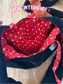 Fraise kawaii | Sac cousu main brodé