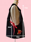 Sac cousu main brodé | Fraise kawaii