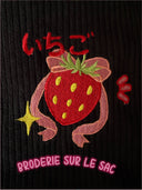 Fraise kawaii | Sac cousu main brodé